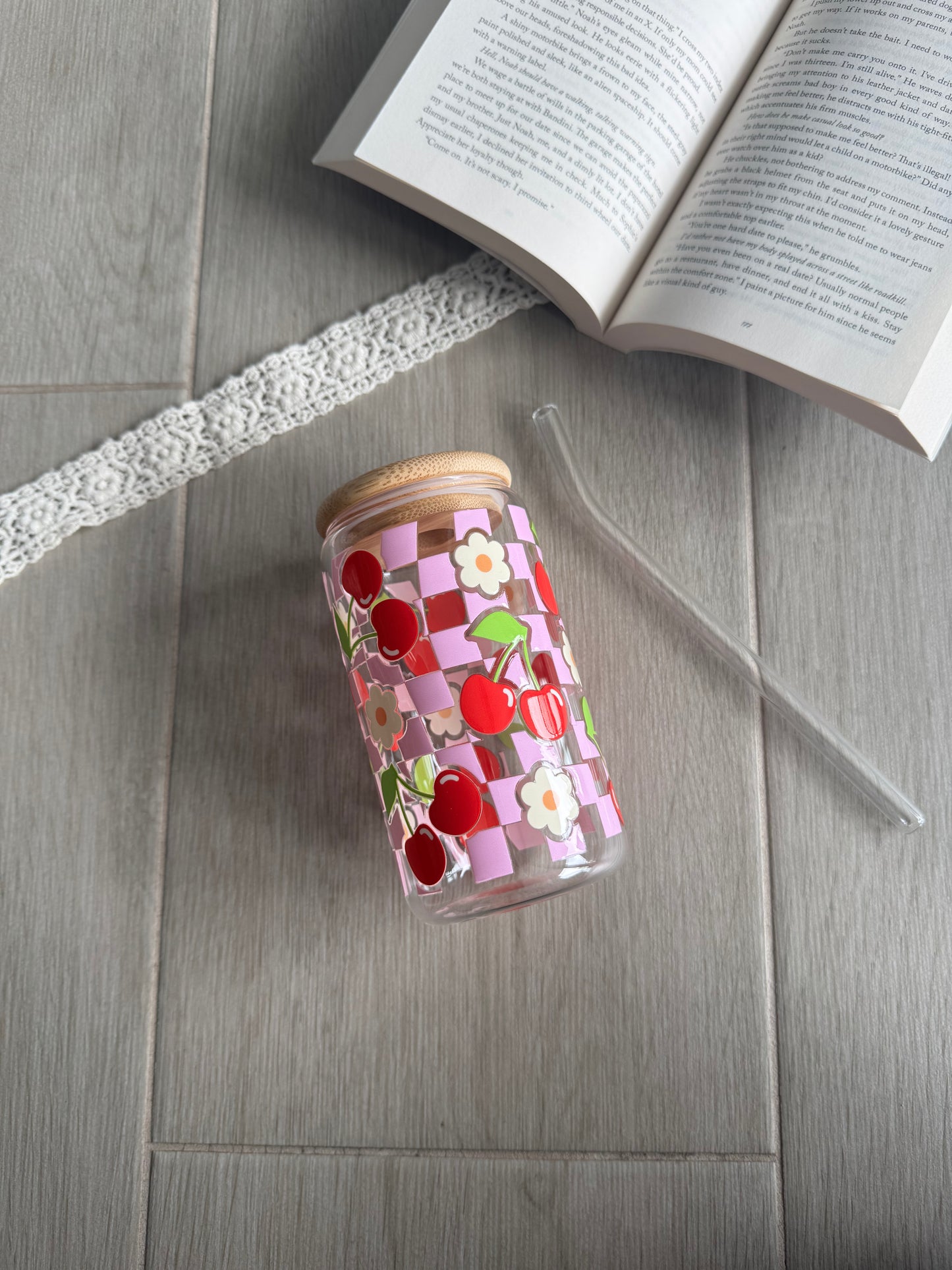 Cherries Blossom | 16oz Glass Tumbler